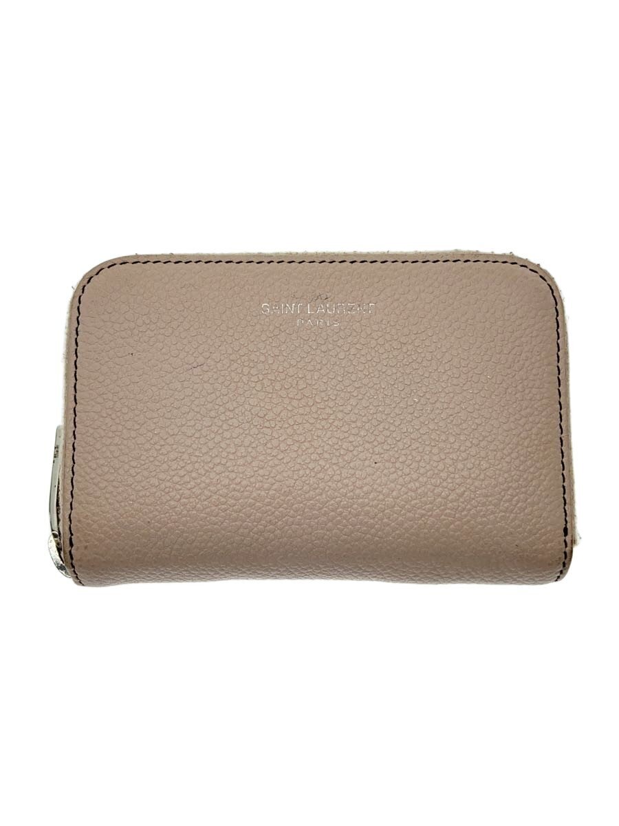 【中古】SAINT LAURENT◆ジップアラウンドウオレット/2つ折り紙入れ/なめし革/PNK/レディース/MRT 504778【服飾雑貨他】