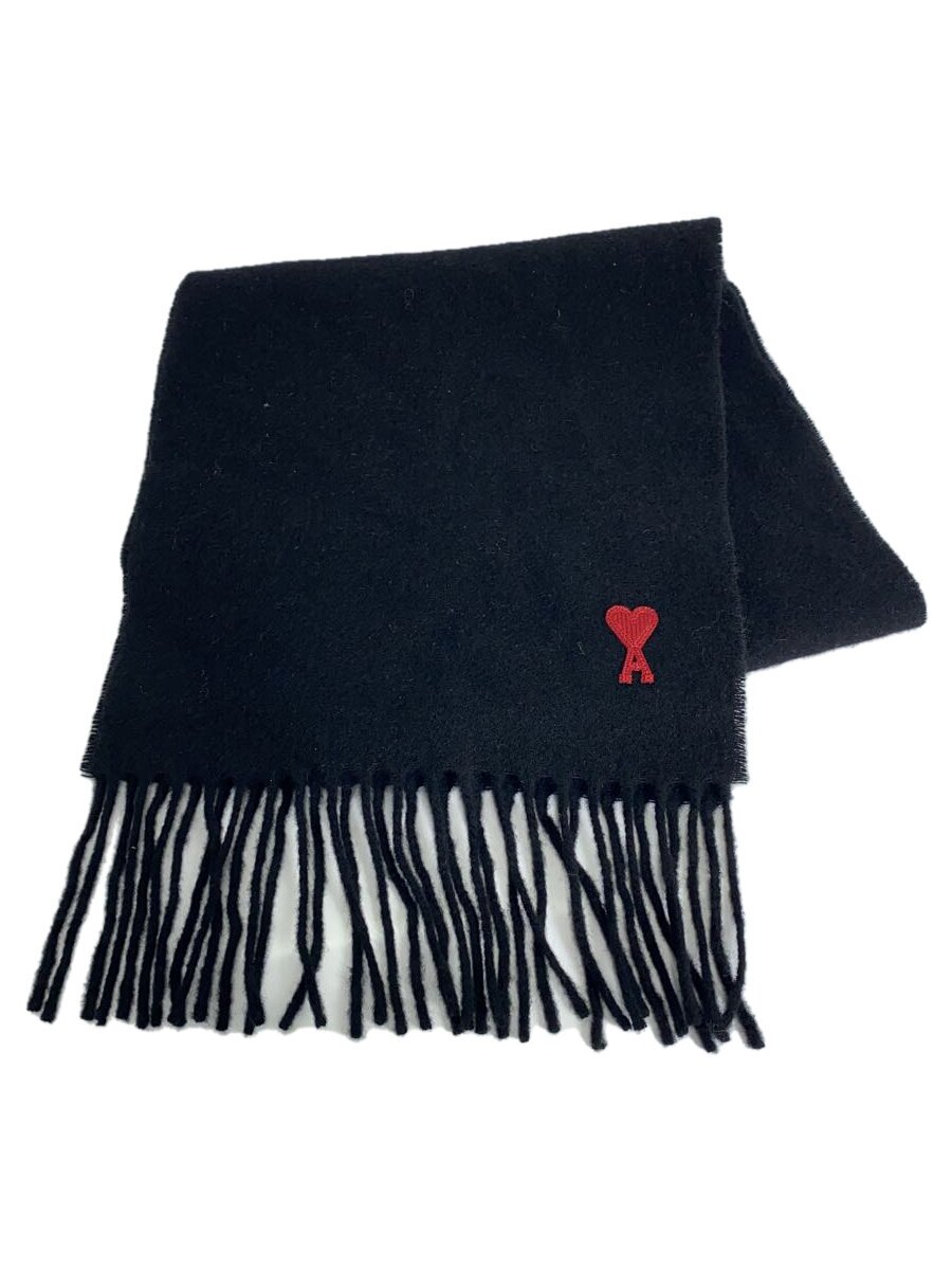【中古】AMI Alexandre Mattiussi◆24AW/AMI DE COEUR SCARF/えり巻き/羊毛/BLK/メンズ/02828【服飾雑貨他】