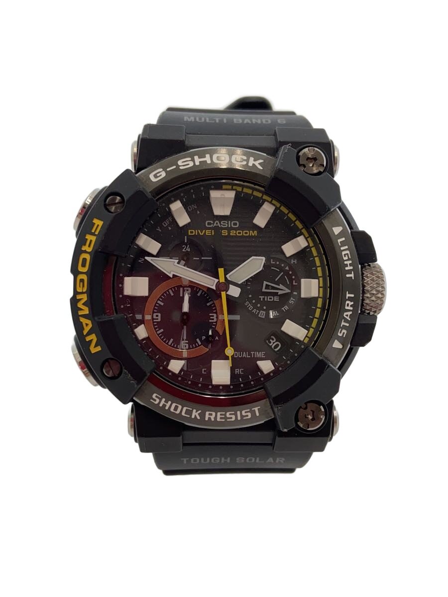 【中古】CASIO◆ソーラーウオッチ_G-SHOCK/アナログ/天然ゴム/BLK/BLK【服飾雑貨他】