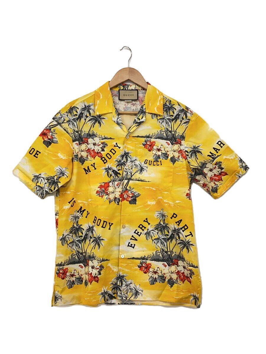 【中古】GUCCI◆半袖シャツ/46/コットン/YLW/総柄/イエロー//【メンズウェア】|2nd STREET 店