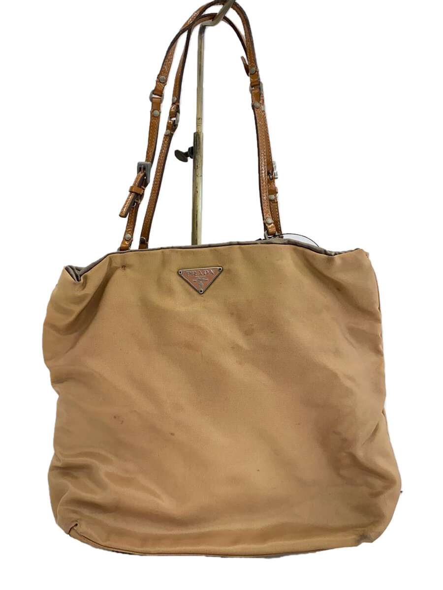 【中古】PRADA◆ハンドバック/ナイロン/CML/無地【御徒面子】