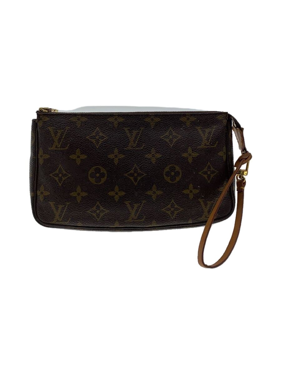 【中古】LOUIS VUITTON◆1)ポシェット・アクセソワール_モノグラム・帆布_BRW/PVC/BRW【御徒面子】