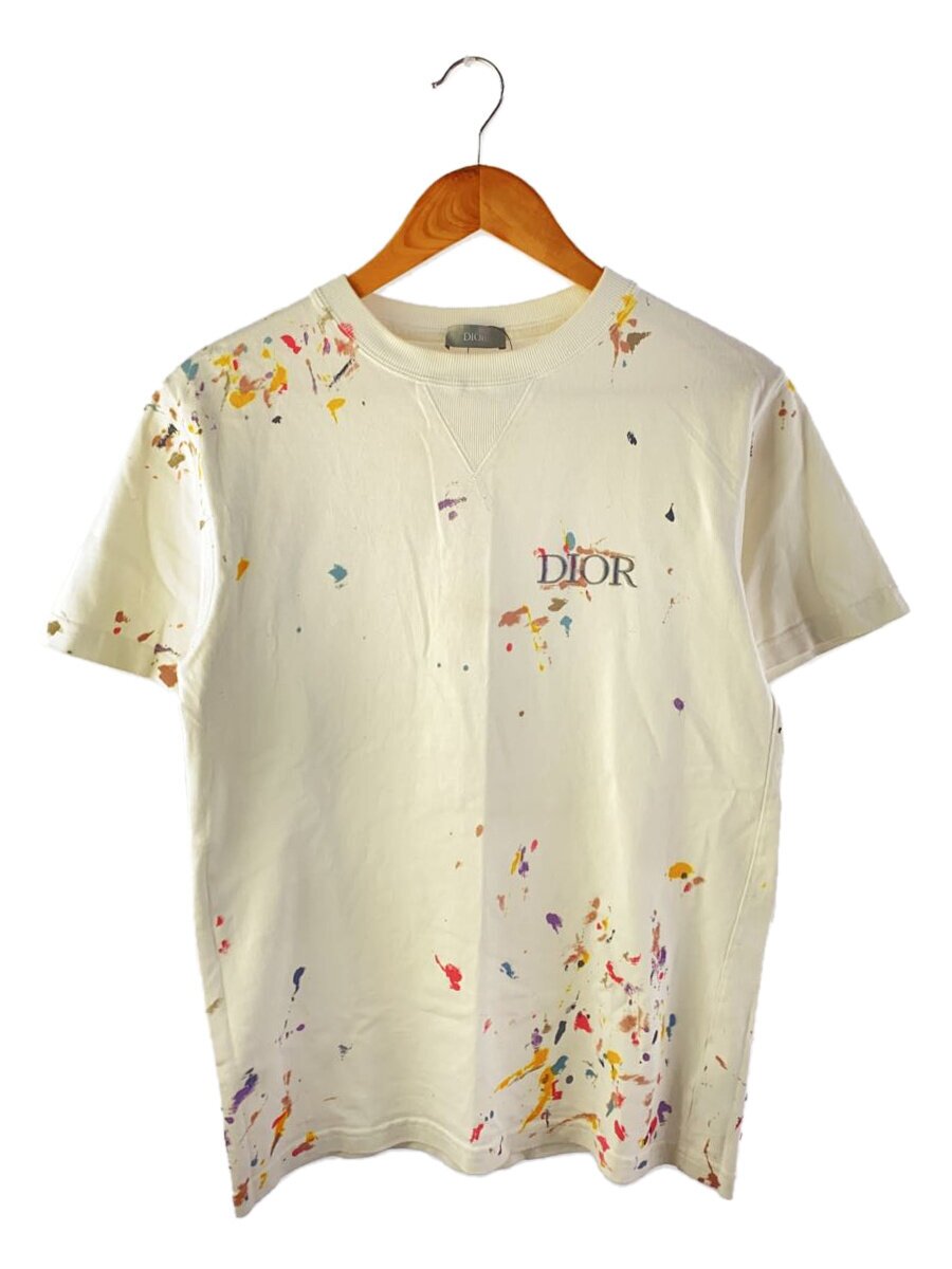 【中古】Christian Dior◆えの具産業ティーシャツ/XS/綿織物/WHT/総柄/183J686A0554/襟汚れた状態【メンズウェア】