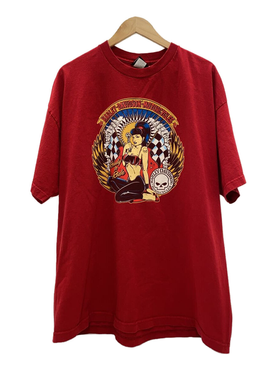 【中古】HARLEY DAVIDSON◆2015/プルオーバー/2XL//綿織物/RED/刷り上げる//【メンズウェア】