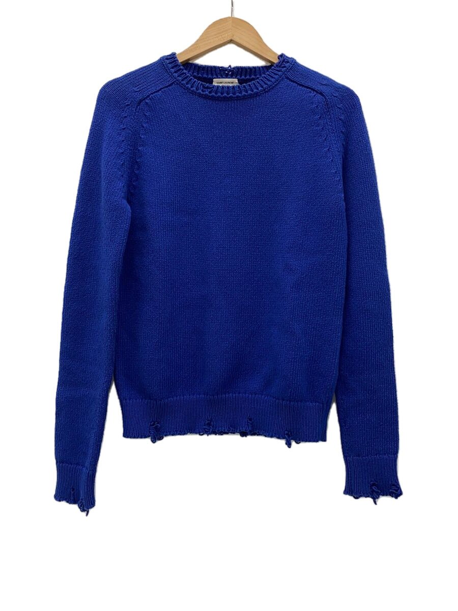 【中古】SAINT LAURENT◆編み物・スウェーター(朦々たる)/XS/綿織物/BLU/604798【メンズウェア】