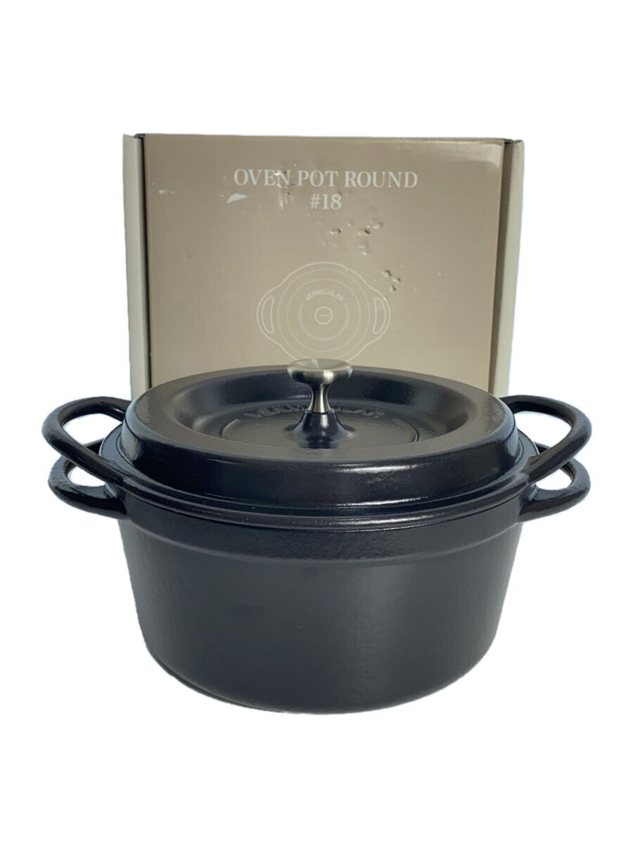 【中古】Vermicular◆OVEN POT ROUND #18/鍋/サイズ:18cm/BLK【キッチン用品】