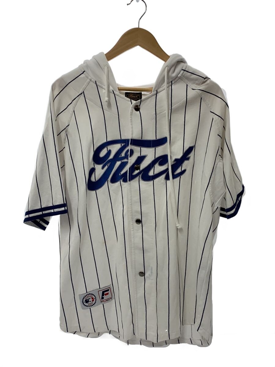 【中古】FUCT◆半袖プルオーバー/--/綿織物/WHT/縞模様【メンズウェア】