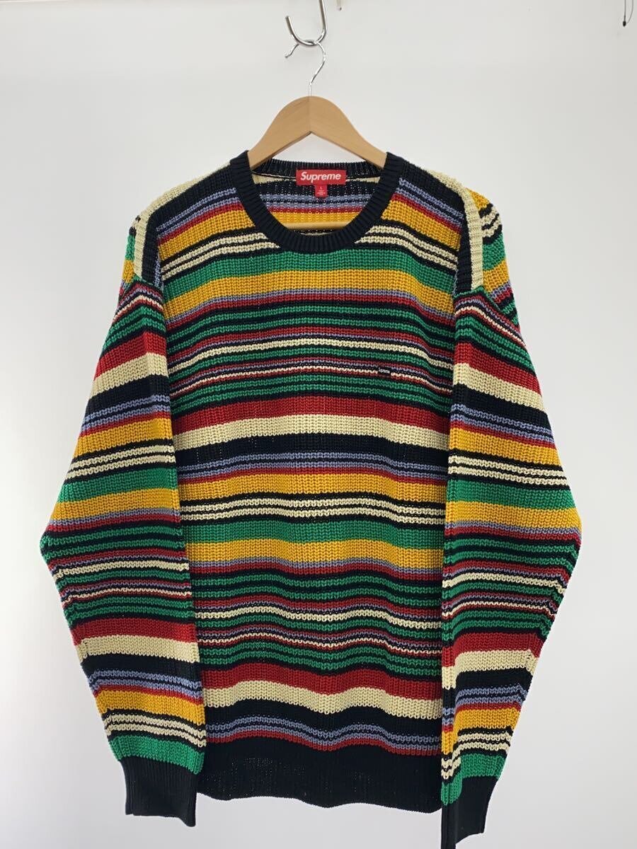 【中古】Supreme◆編み物・プルオーバー(薄っぺら)/L/綿織物/マルチ色つや【メンズウェア】