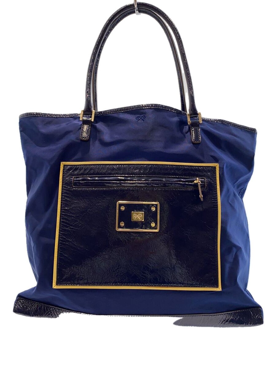 【中古】ANYA HINDMARCH◆トートバッグ/--/BLU/2321026-33【御徒面子】