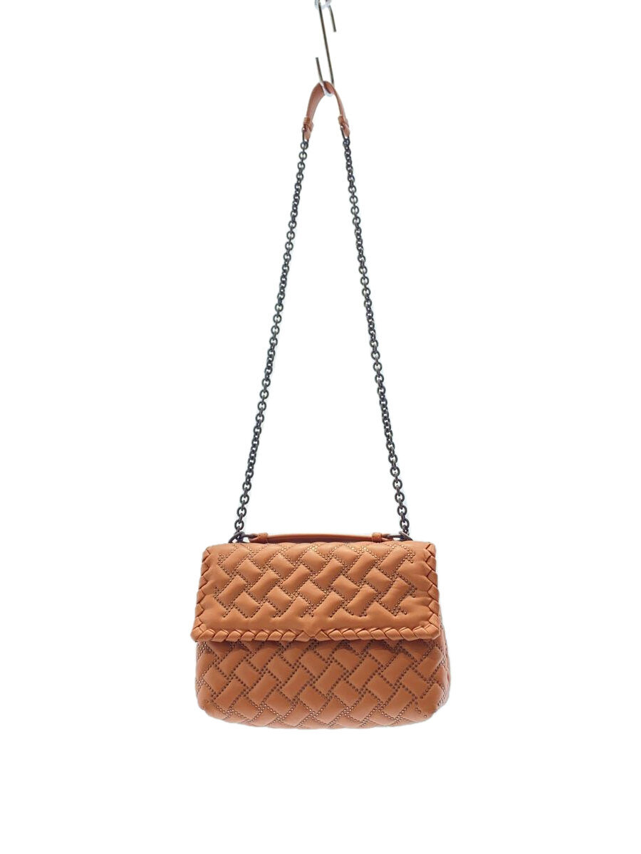 【中古】BOTTEGA VENETA◆ショルダーバッグ/なめし革/BEG/オリンピア/スタッズ//【御徒面子】