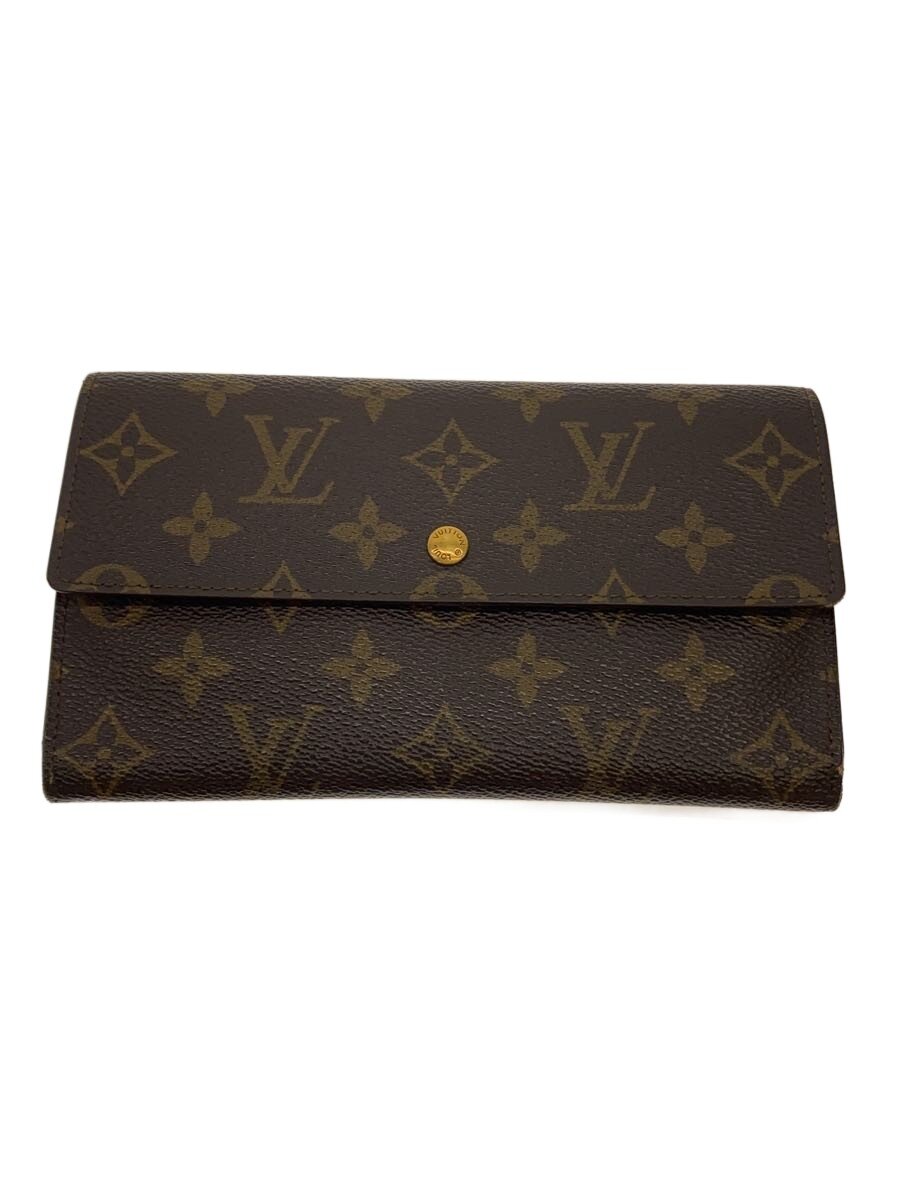 【中古】LOUIS VUITTON◆1)ポルト・トレゾール・インターナショナル_モノグラム・帆布/PVC/BRW/メンズ//【服飾雑貨他】