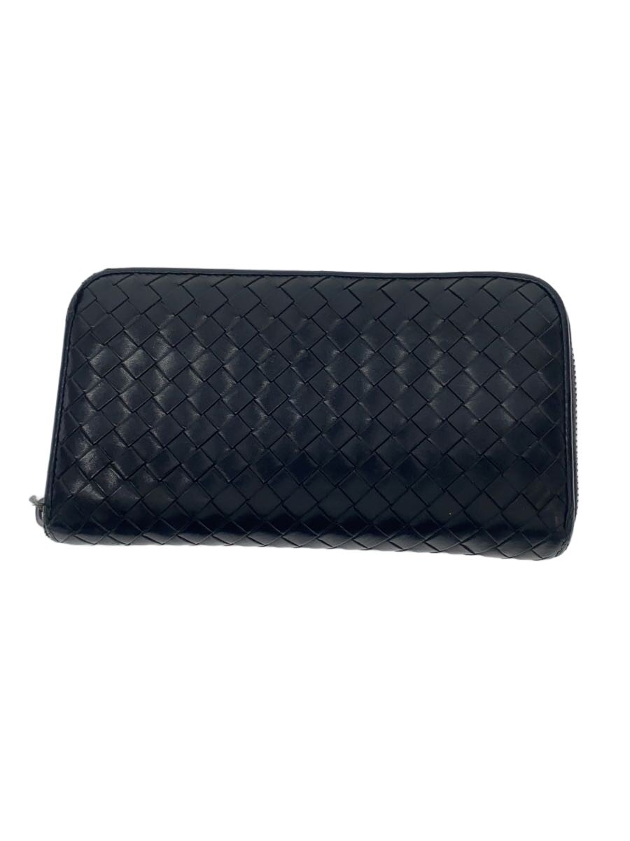 【中古】BOTTEGA VENETA◆長紙入れ/なめし革/BLK/メンズ【服飾雑貨他】