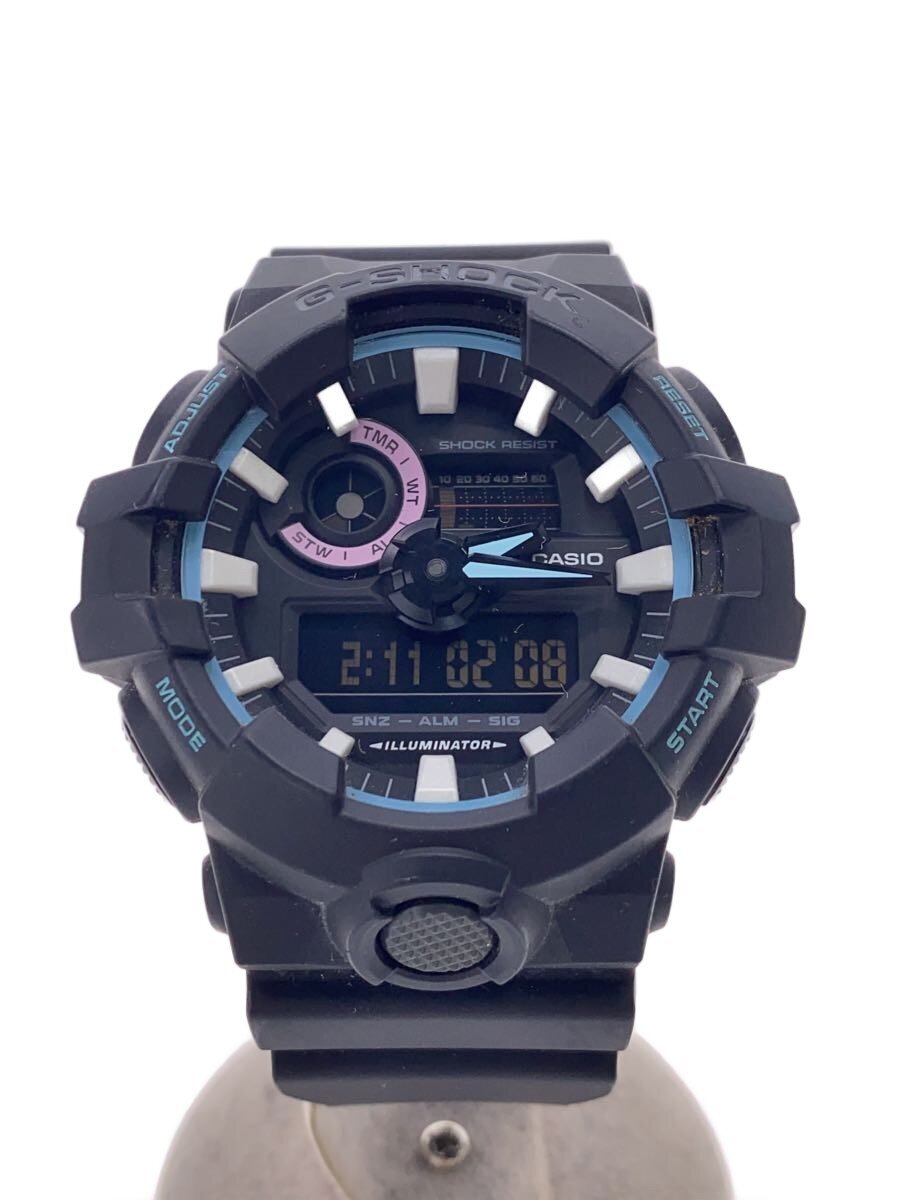 【中古】CASIO◆石英ウオッチ・G-SHOCK/デジアナ/天然ゴム/BLK/BLK【服飾雑貨他】