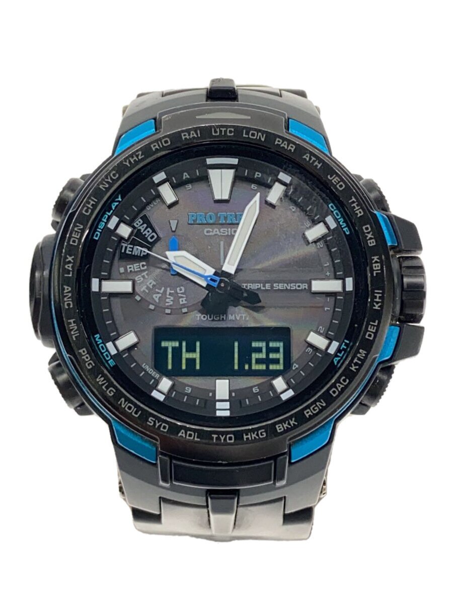 【中古】CASIO◆ソーラー腕時計/デジアナ/ラバー/BLK/BLK/ーー/PRW-6100Y【服飾雑貨他】｜2ｎｄ STREET 店