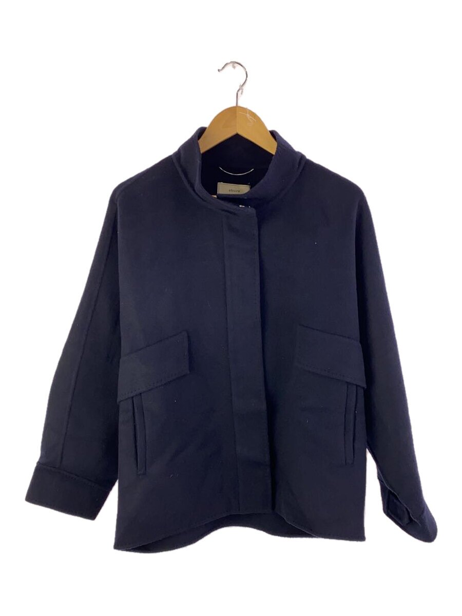 【中古】ebure◆23AW/Wool Beaver Blouson Jacket/36/羊毛/NVY/3610400306【レディースお召しもの】
