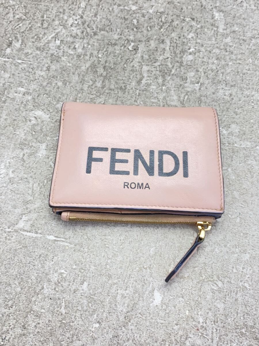 【中古】FENDI◆ビッグロゴタイプ/2つ折り紙入れ/--/PNK/無地/レディース/8M0447//【服飾雑貨他】