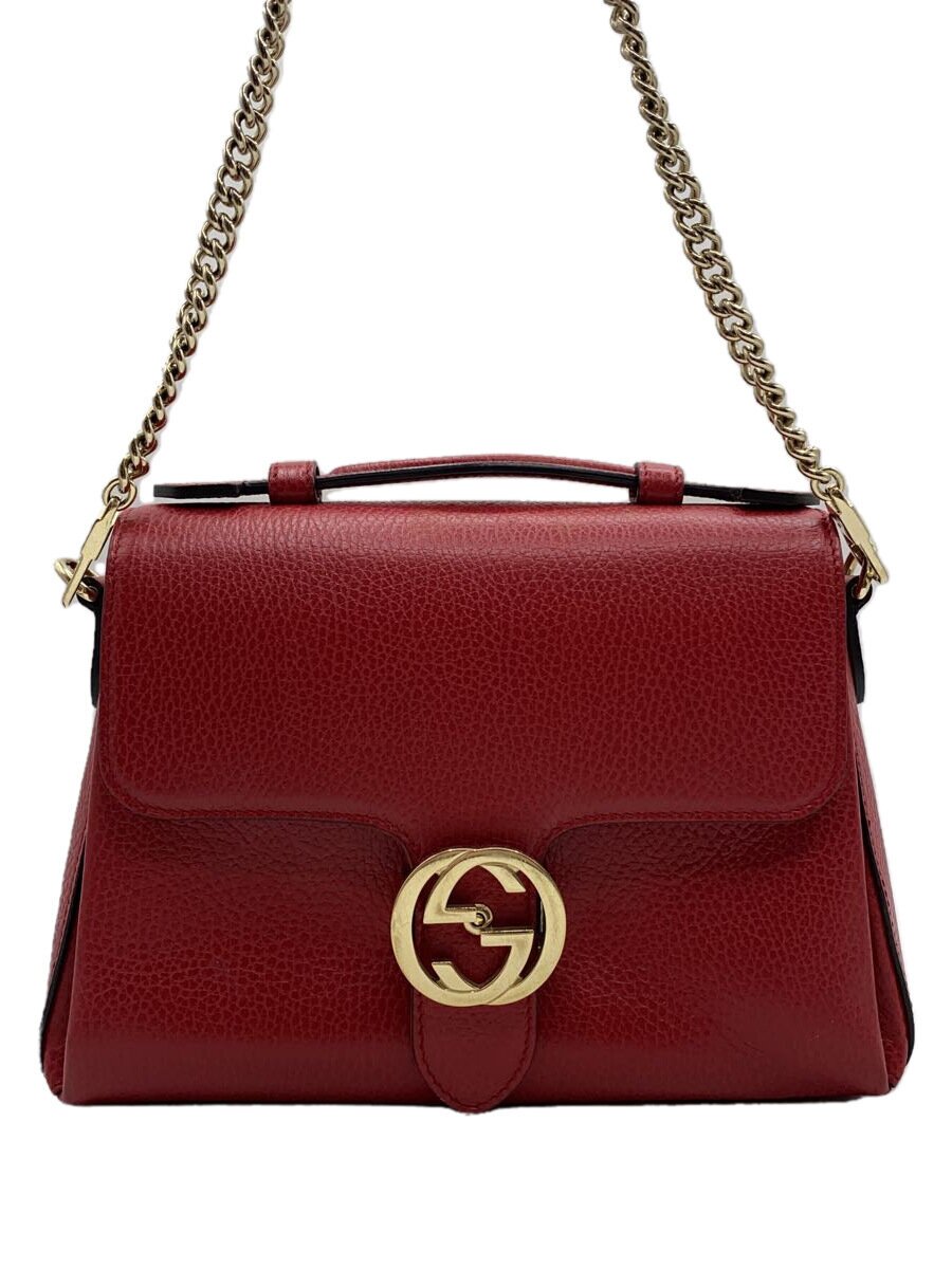 【中古】GUCCI◆ショルダーバッグ_インターロッキングG/PVC/RED/無地【御徒面子】