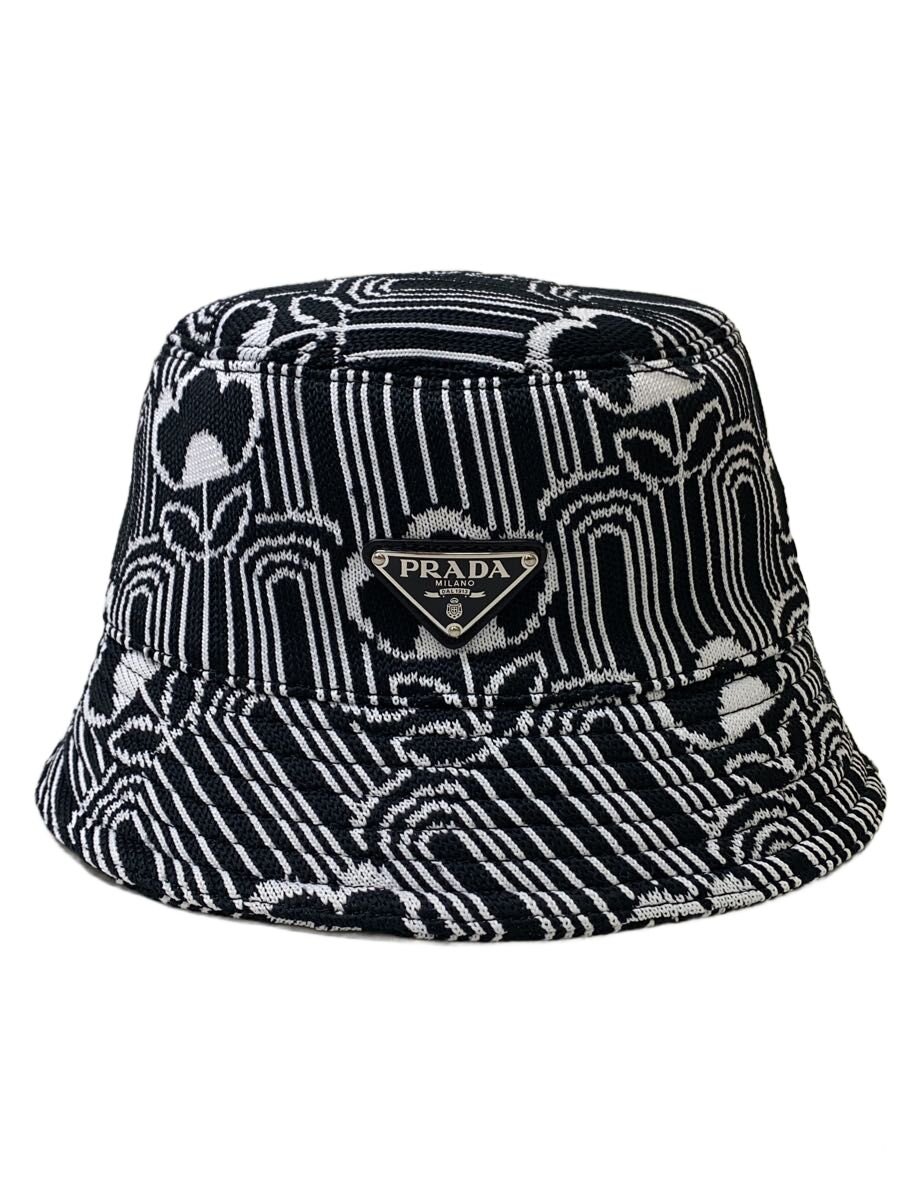 【中古】PRADA◆井戸釣瓶かぶり笠/--/綿織物/BLK/総柄/レディース/1HC137 2DYX【服飾雑貨他】