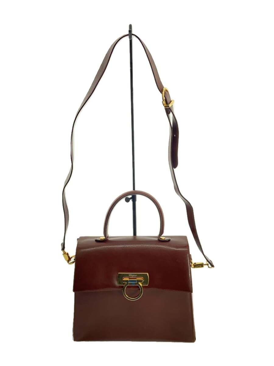 【中古】Salvatore Ferragamo◆ハンドバック/--/BRW/無地【御徒面子】