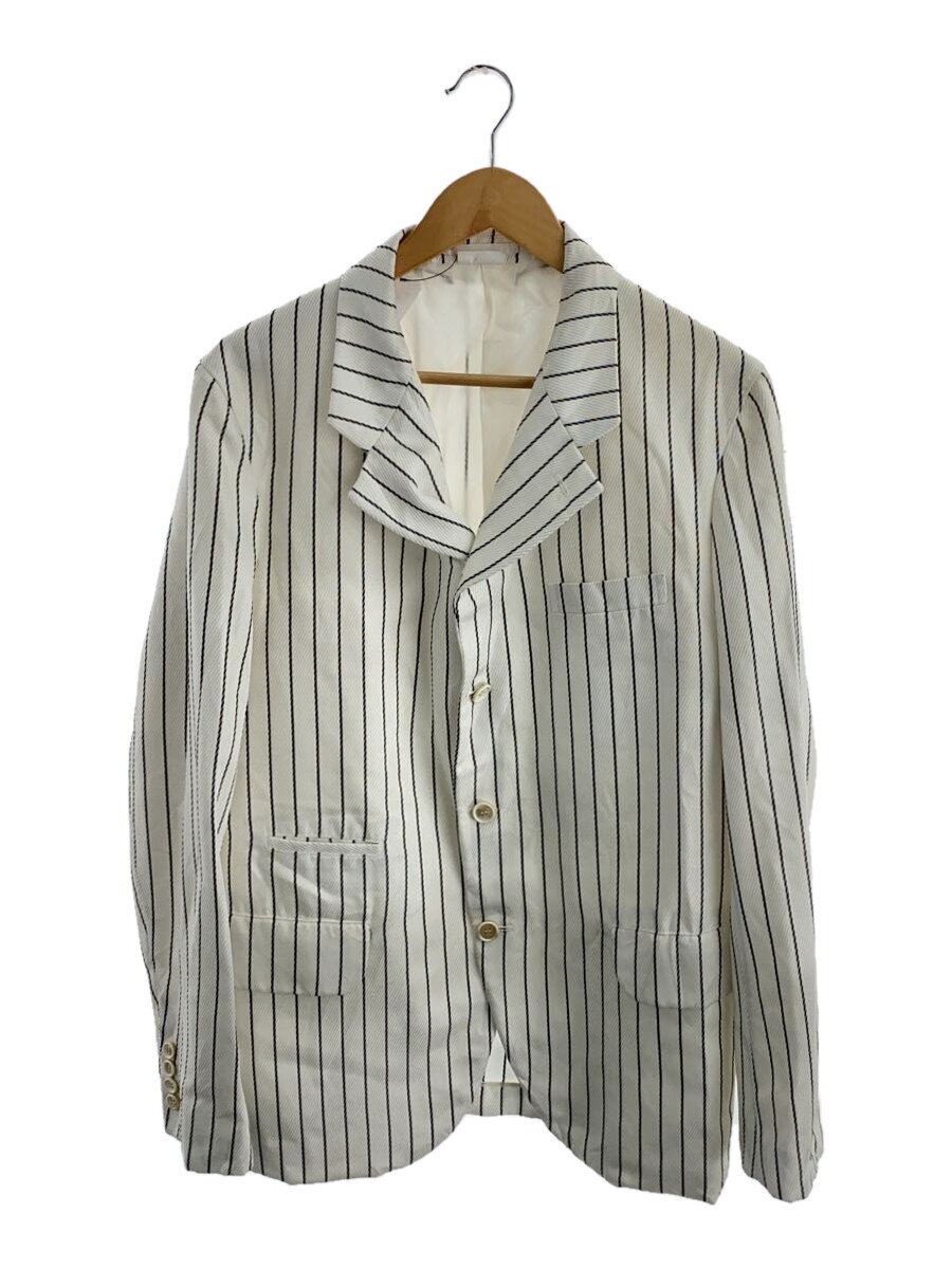 【中古】COMME des GARCONS HOMME DEUX◆AD2022/テーラードジャケット/L/コットン/WHT/ストライプ/DK-J054【メンズウェア】|2nd STREET 店