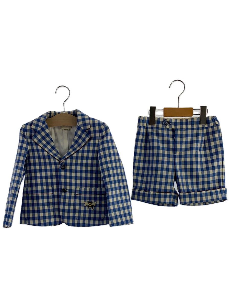 【中古】GUCCI◆セットアップ/36/羊毛/BLU/ギンガムCK【キッズ】