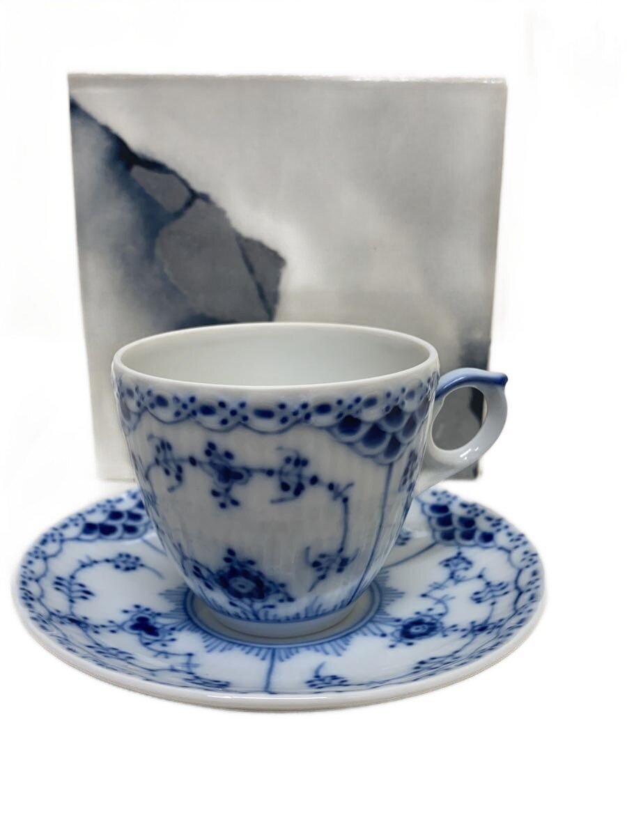 【中古】ROYAL COPENHAGEN◆優勝杯\u0026平円盤/BLU/ブルーフルーテッドハーフレース/3.5薬局衡オンス/【勝手もと属具】 カップ＆ソーサー-コーヒー・お茶用品