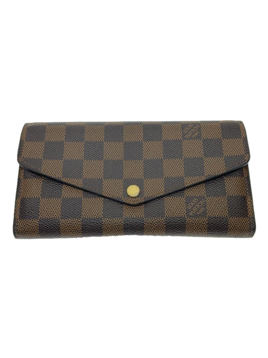 【中古】LOUIS VUITTON◆2)ポルト・フォイユ・サラ_ダミエ・エベヌ_BRW_ブラウン/PVC/BRW/総柄/メンズ//【服飾雑貨他】
