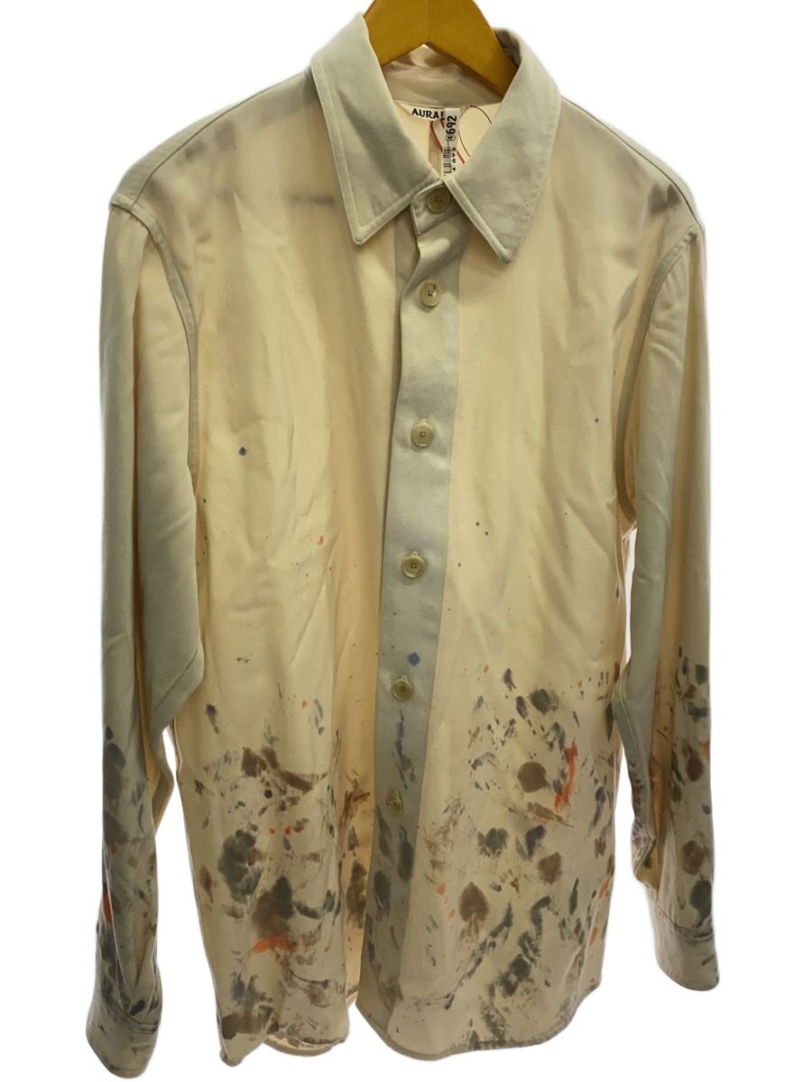 【中古】AURALEE◆WOOL MAX GABARDINE HAND PAINTED SHIRTS/3/羊毛/BEG/A20AS01GP//【メンズウェア】