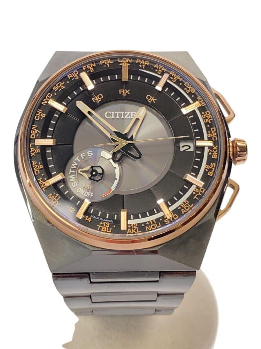 【中古】CITIZEN◆サテライトウェーブ/GPSソーラーウォッチ/アナログ/チタン/BLK/SLV/チタン/F100-T021425【服飾雑貨他】