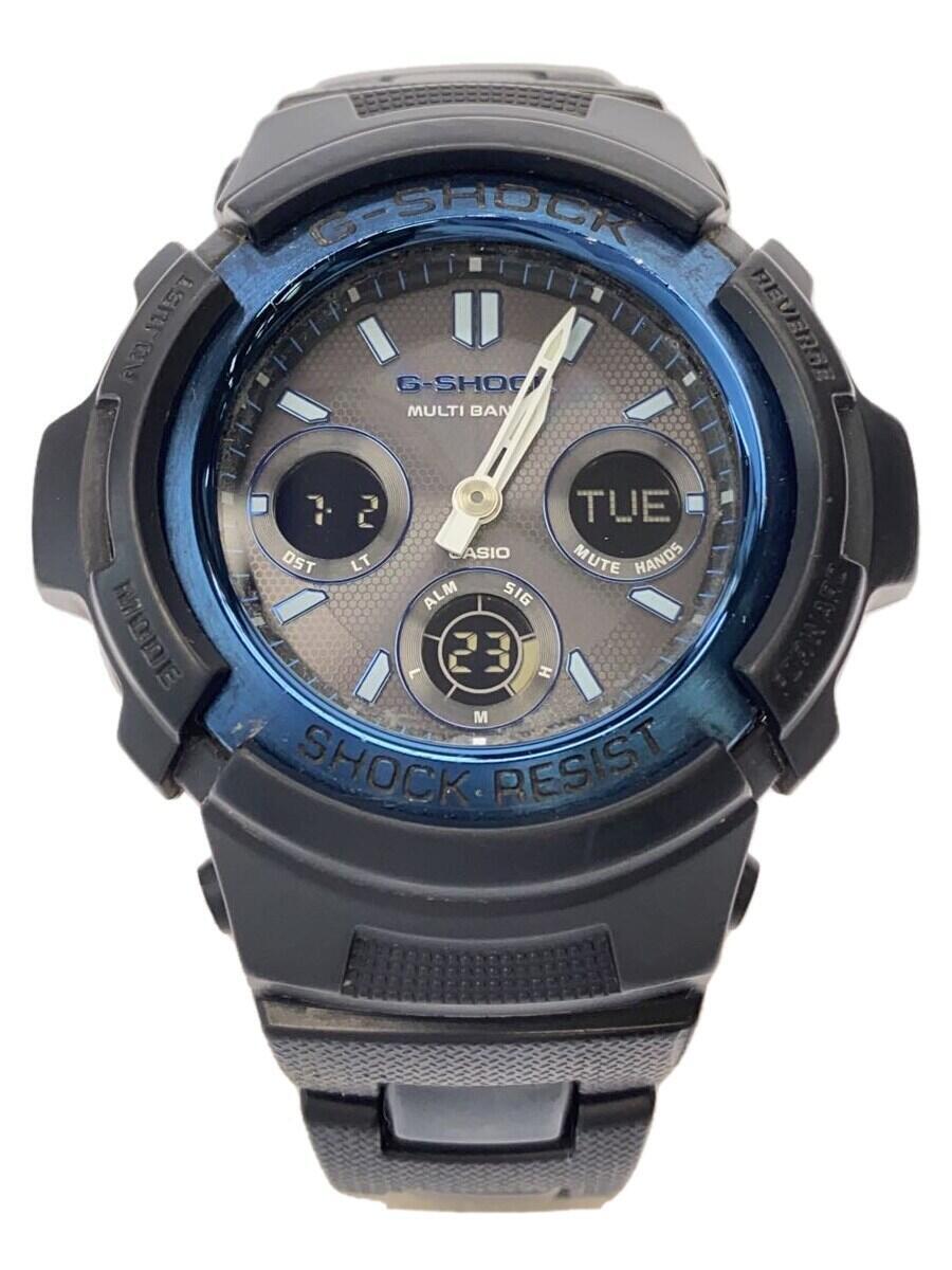 【中古】CASIO◆ソーラーウオッチ・G-SHOCK/デジアナ/ステンレス鋼/BLK/BLK/SS【服飾雑貨他】