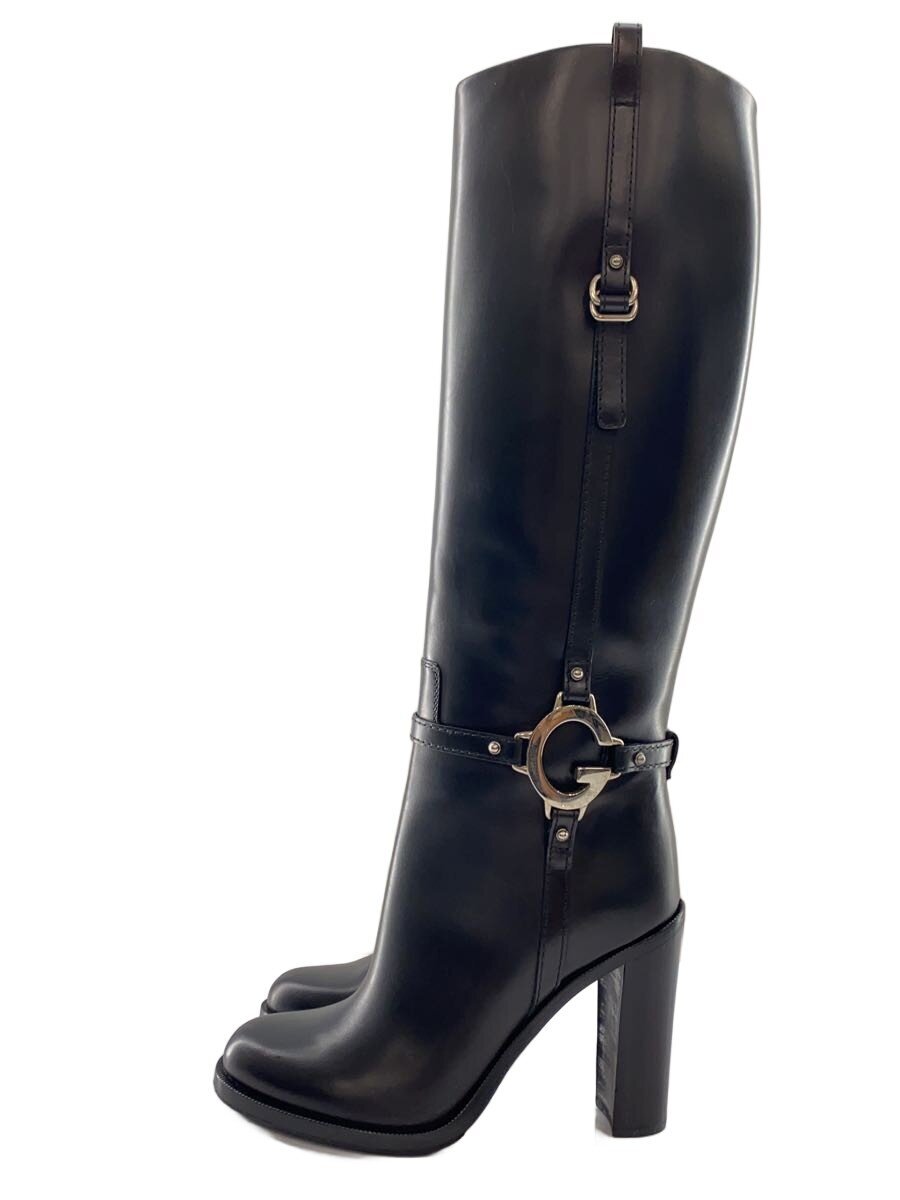 【中古】GUCCI◆ロングブーツ/38/BLK/なめし革/269701【シューズ】