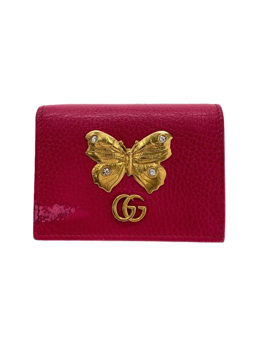 【中古】GUCCI◆2つ折り紙入れ/なめし革/PNK/レディース/499361 525040//【服飾雑貨他】