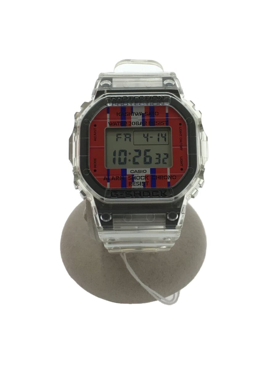 【中古】CASIO◆石英ウオッチ_G-SHOCK/デジタル/天然ゴム/RED/WHT/SS【服飾雑貨他】