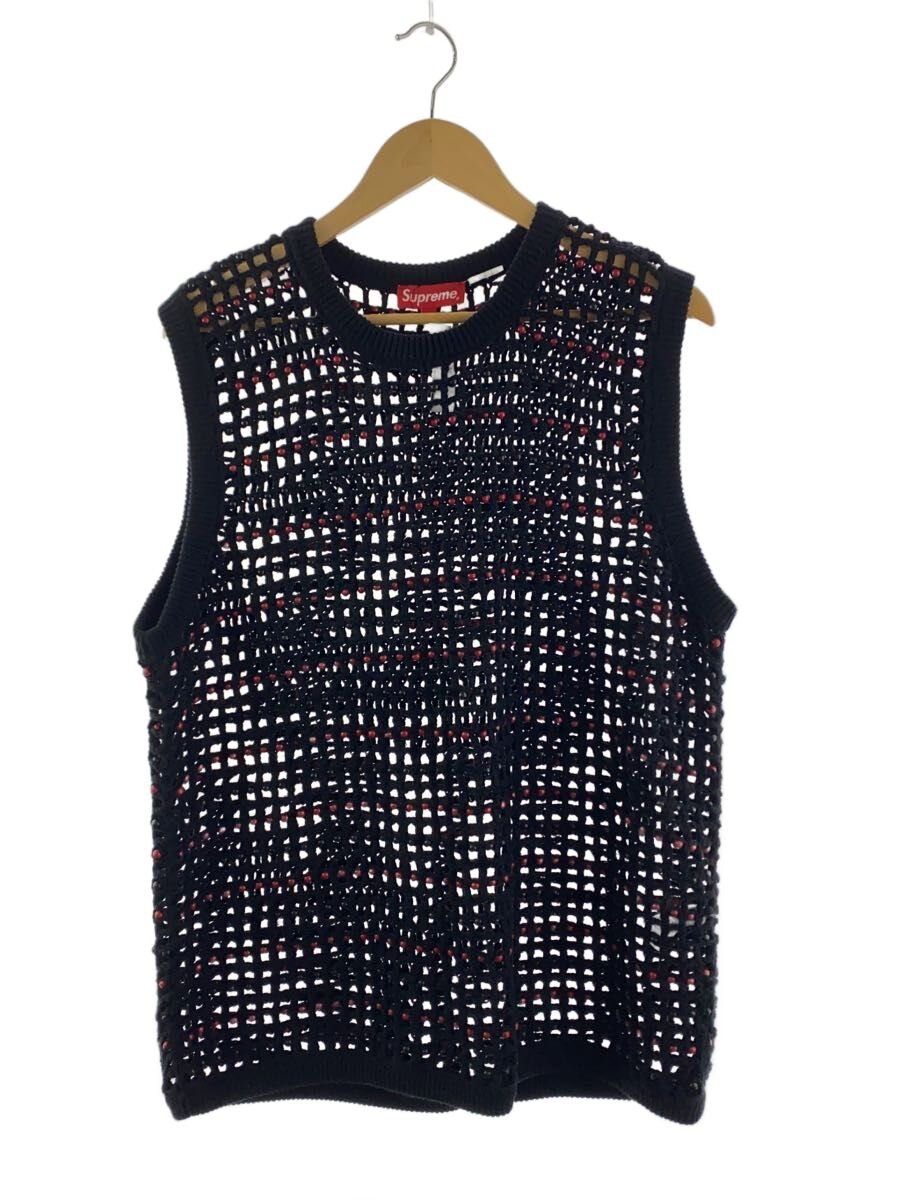 【中古】Supreme◆24AW/Chenille Sweater Vest/編み物より良い(朦々たる)/L/ポリエステル/NVY【メンズウェア】