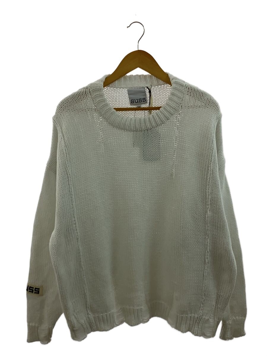 【中古】SUSS KNITS/編み物・スウェーター(朦々たる)/M/綿織物/WHT/SUSUS230345【メンズウェア】