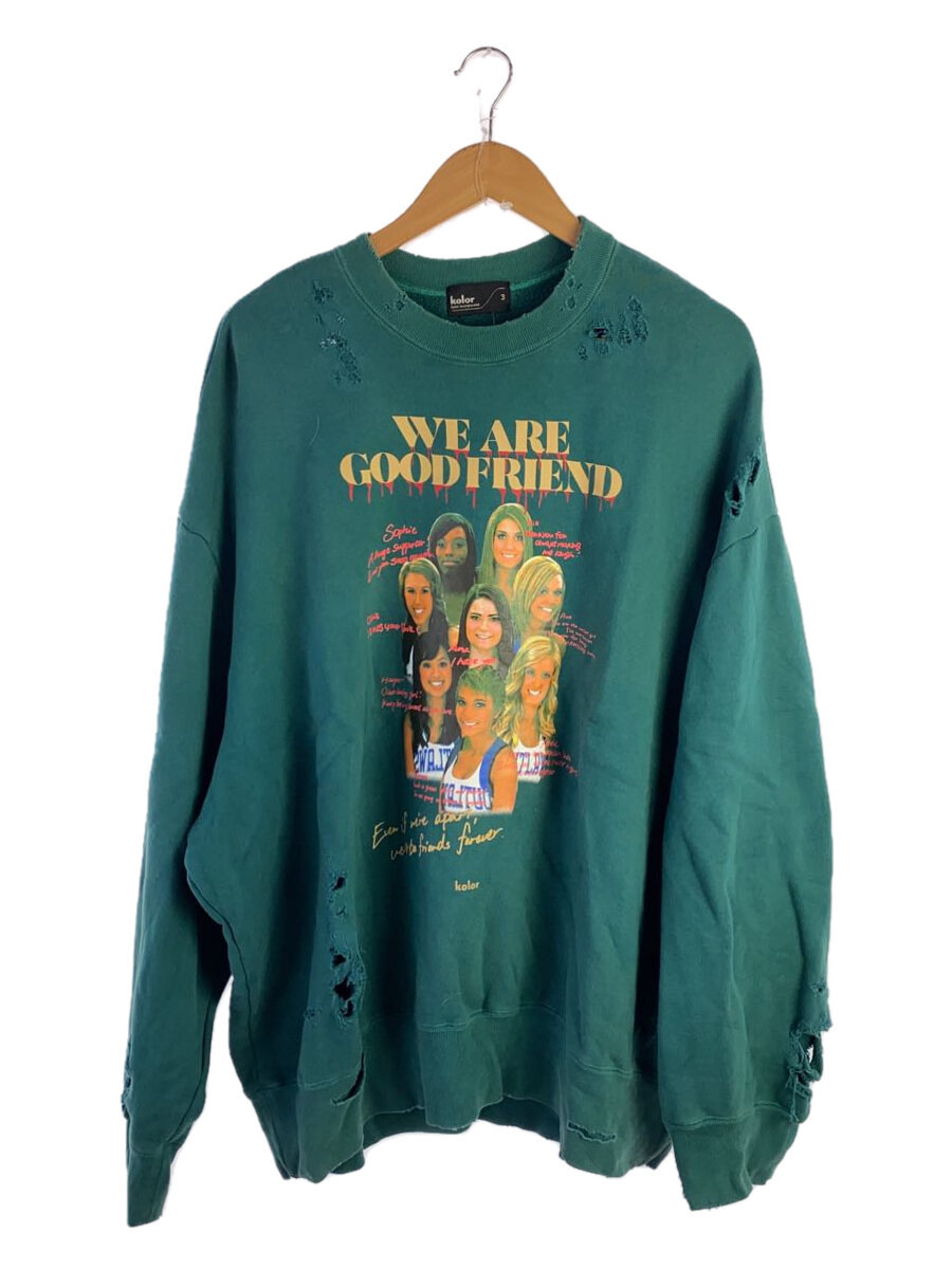 【中古】kolor◆ダメージ加工フォトグラフィックプリントスウェット/3/コットン/GRN///【メンズウェア】|2nd STREET 店