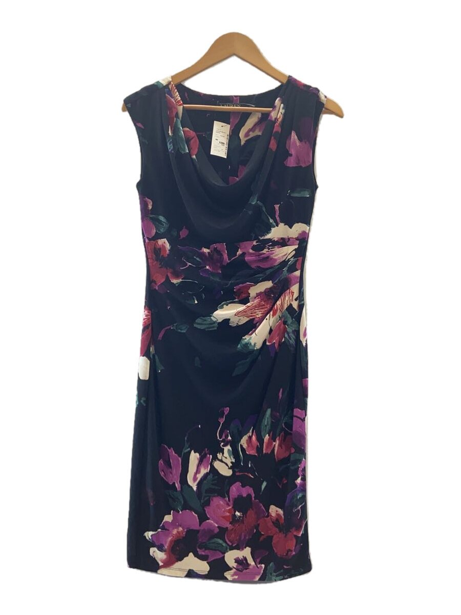 【中古】LAUREN RALPH LAUREN◆ノースリーブ衣裳/4/ポリエステル/BLK/花柄【レディース御召しもの】
