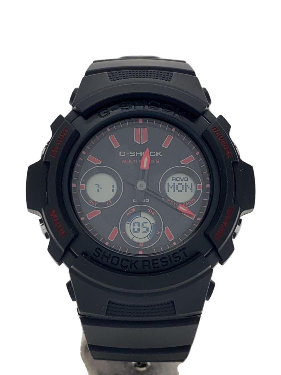 【中古】CASIO◆ソーラーウオッチ_G-SHOCK/アナログ/天然ゴム/BLK/BLK【服飾雑貨他】