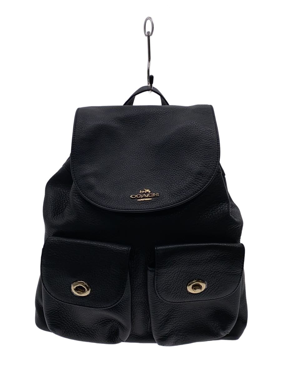 【中古】COACH◆背嚢/なめし革/BLK/F37410//【御徒面子】