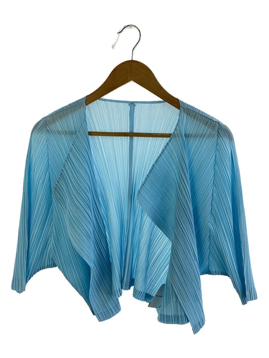 【中古】PLEATS PLEASE ISSEY MIYAKE◆ジレー(薄っぺら)/3/ポリエステル/BLU/無地/PP51-J0227【レディース御召しもの】