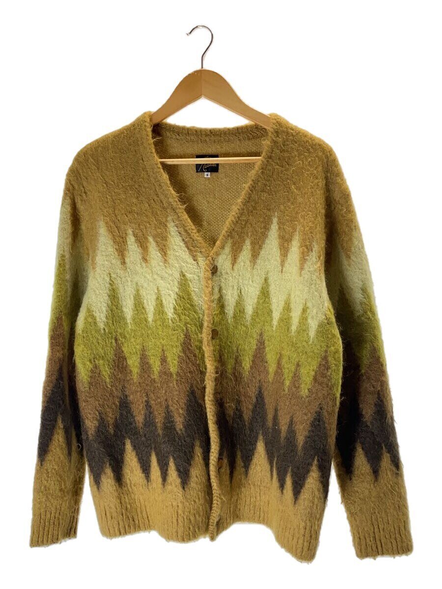 【中古】Needles◆Mohair Cardigan -Zigzag/モヘヤジレー/S/BEG/総柄/LQ274【メンズウェア】