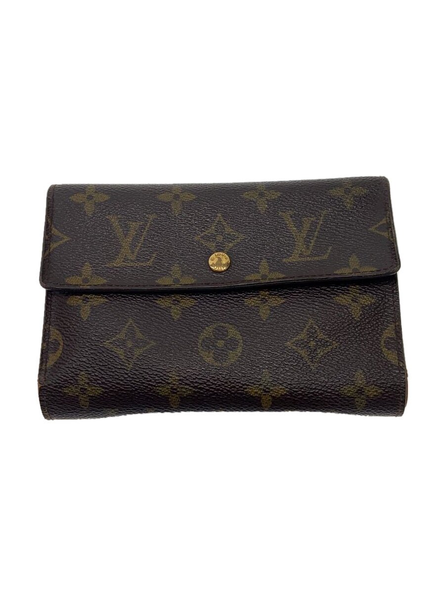 【中古】LOUIS VUITTON◆ポルト・トレゾール・エテュイシェキエ_モノグラム・キャンバス_BRW/PVC/BRW/レディース【服飾雑貨他】