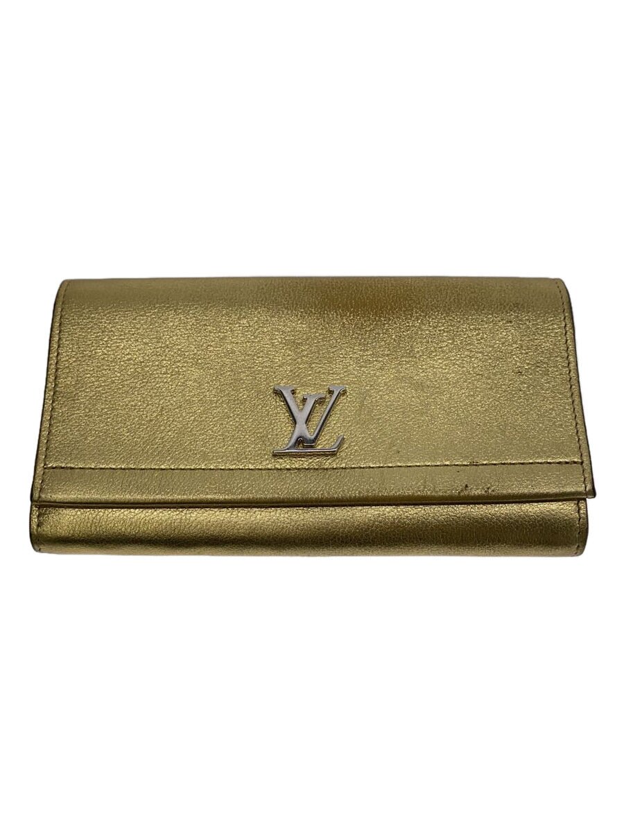 【中古】LOUIS VUITTON◆ポルト・フォイユ・ロックミーII_GLD/牛皮/GLD/レディース//【服飾雑貨他】