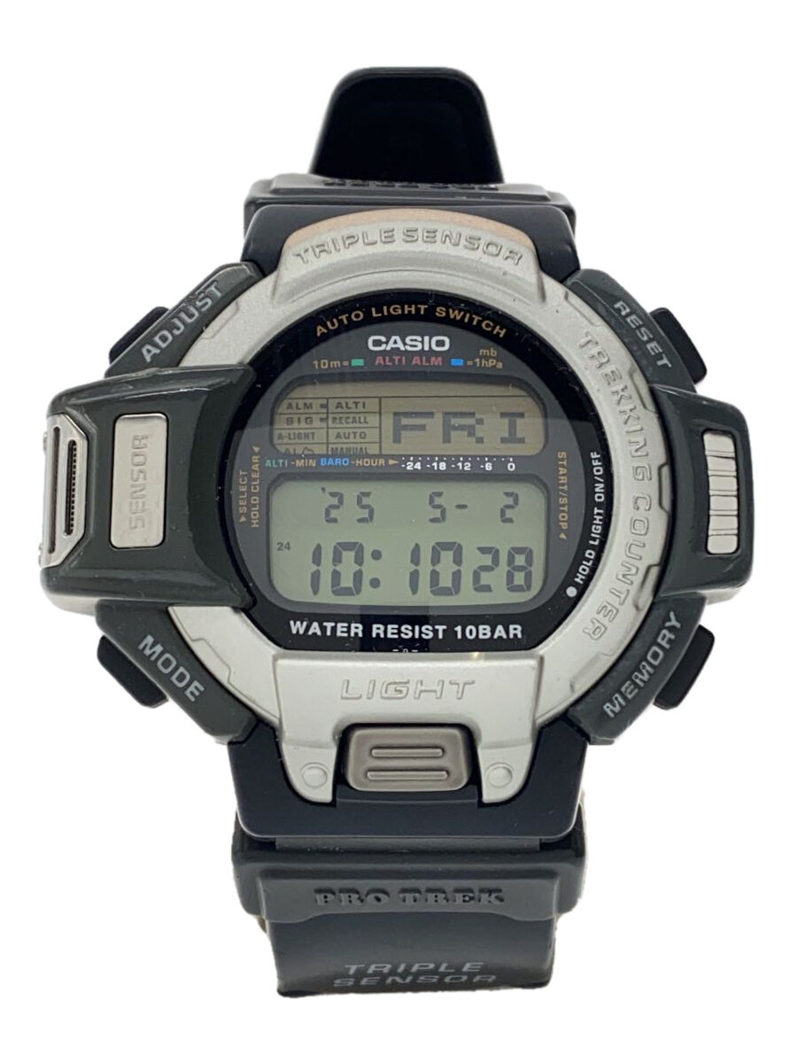 【中古】CASIO◆ウオッチ/アナログ/天然ゴム/GRY/BLK/PRT-60【服飾雑貨他】