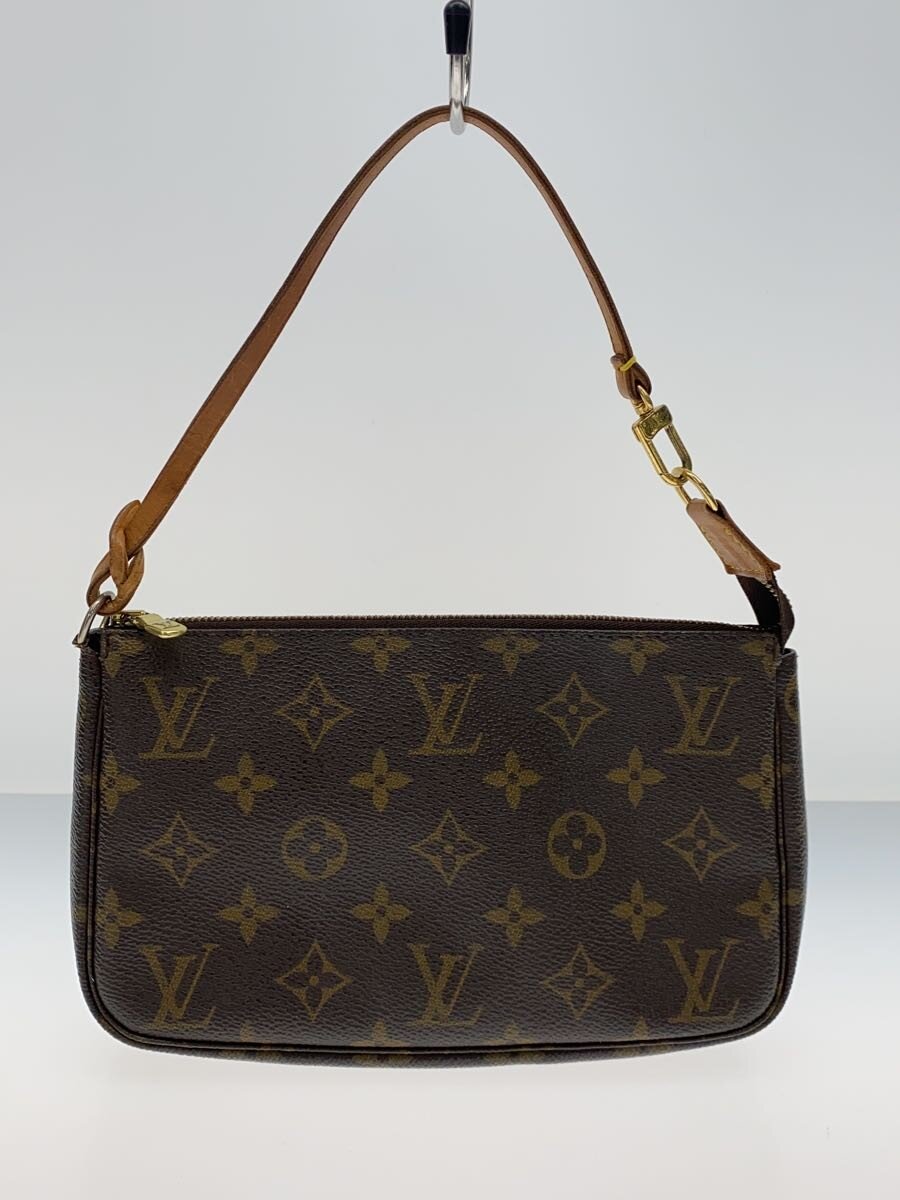 【中古】LOUIS VUITTON◆1)ポシェット・アクセソワール_モノグラム・帆布/PVC/赤銅色【御徒面子】