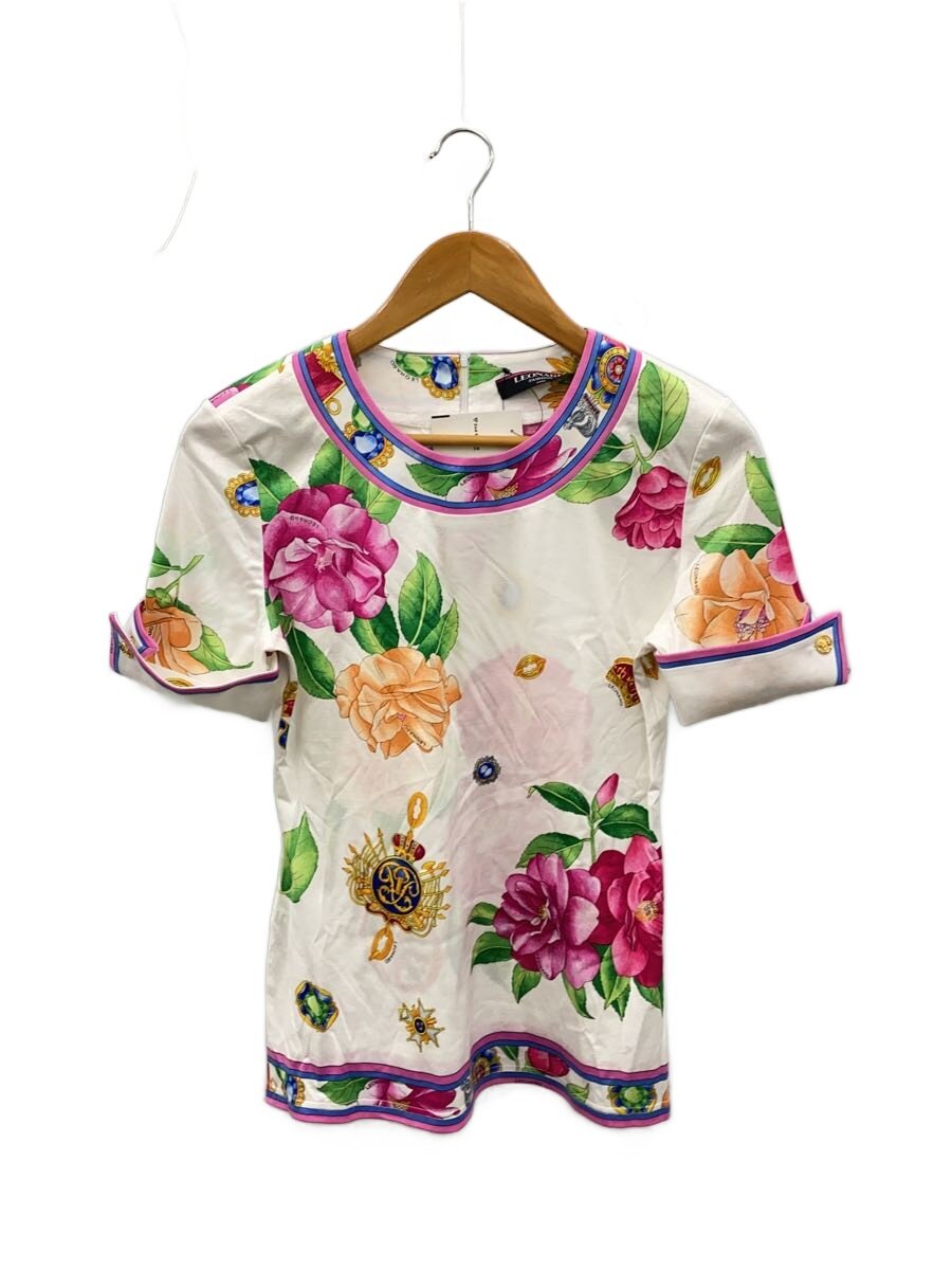 【中古】LEONARD◆半袖カットソー/M/綿織物/白いこと/花柄/D-HG-2【レディース御召しもの】