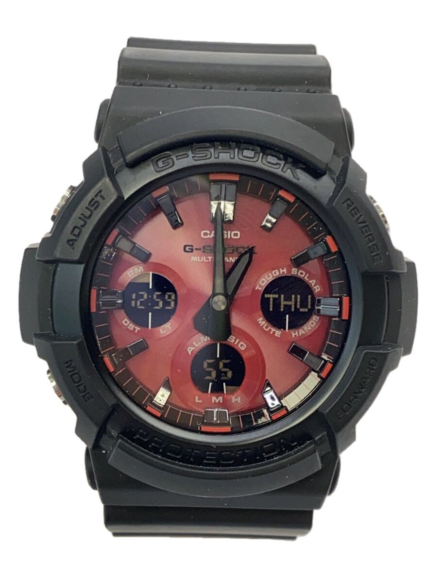 【中古】CASIO◆ソーラーウオッチ・G-SHOCK/デジアナ/天然ゴム/RED/BLK/SS【服飾雑貨他】