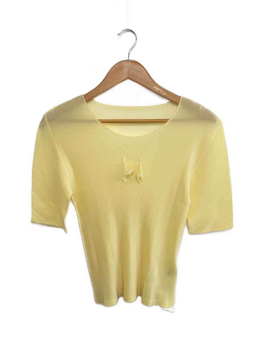 【中古】PLEATS PLEASE ISSEY MIYAKE◆細筋目半袖カットソー/3/ポリエステル/IVO/FK312/? NULL ?【レディースお召しもの】