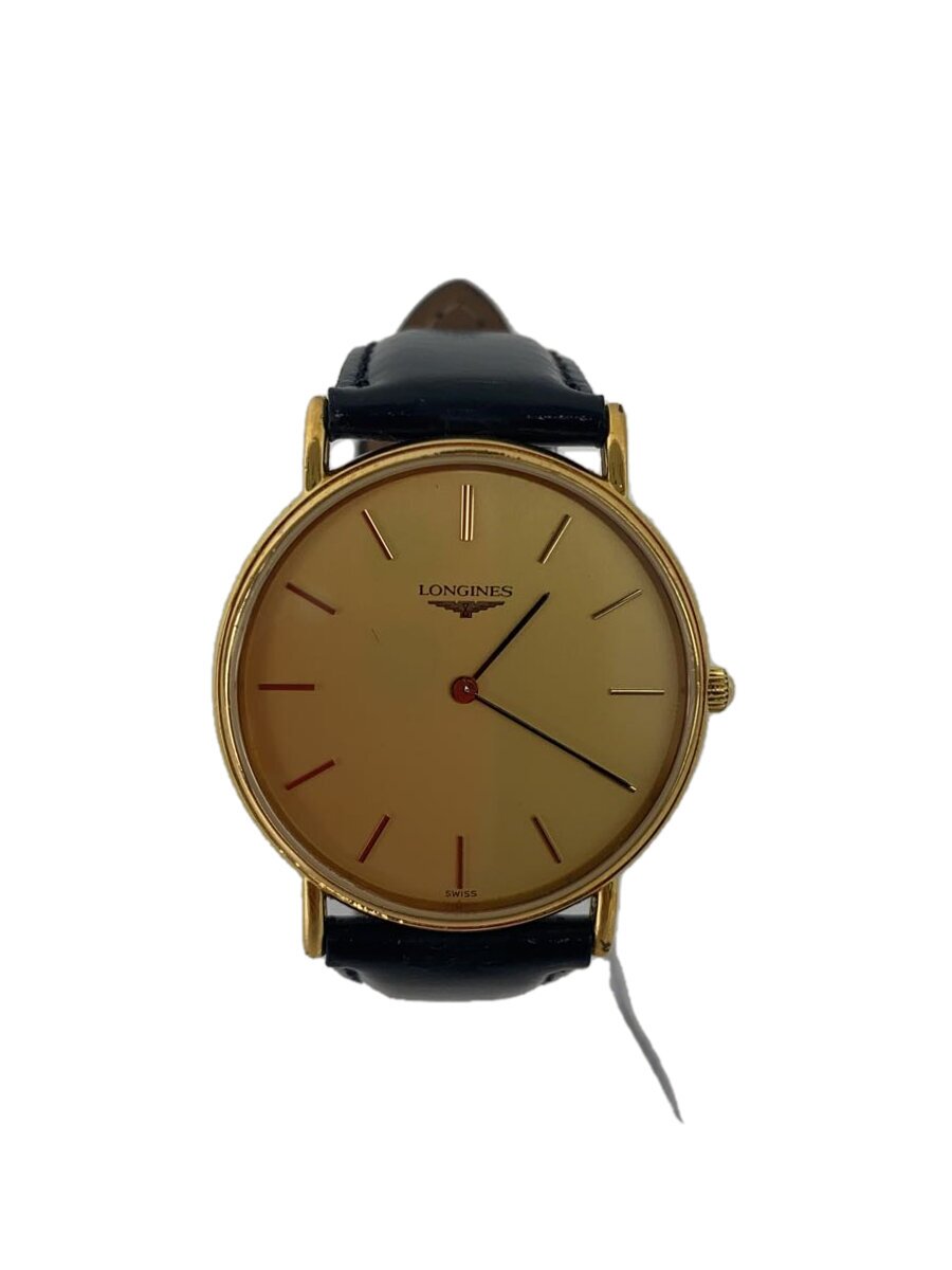 【中古】LONGINES◆クォーツ腕時計/アナログ/レザー/社外ベルト/GLD/BLK/L4.6372【服飾雑貨他】｜2ｎｄ STREET 店