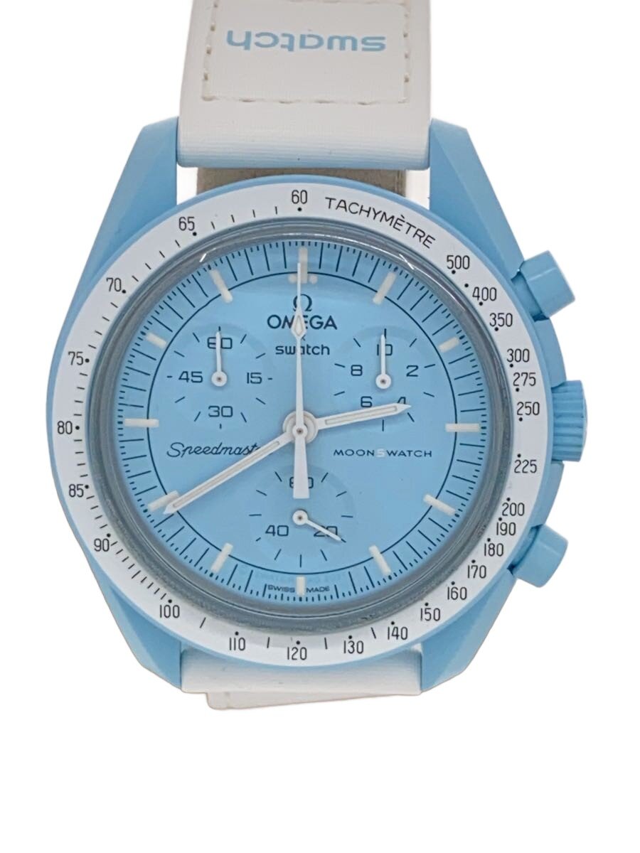 【中古】OMEGA◆MOONSWATCH/石英ウオッチ/アナログ/--/BLU/WHT【服飾雑貨他】